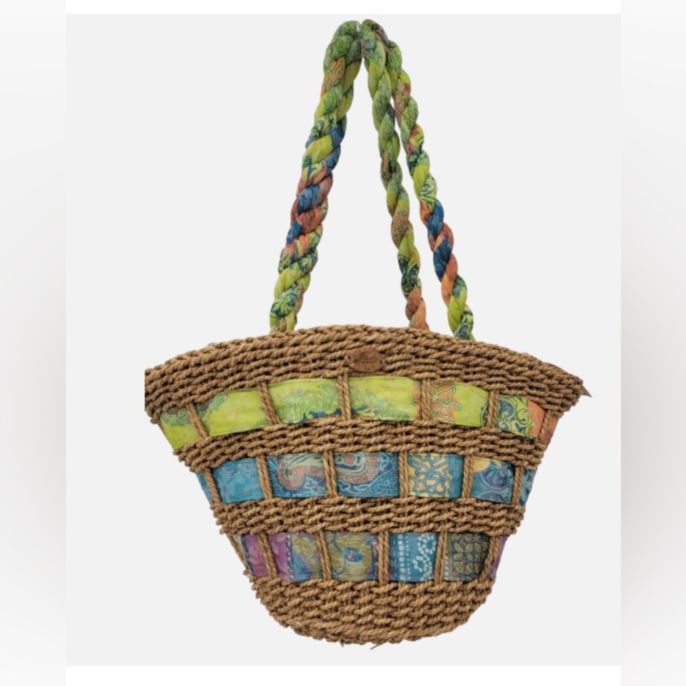 Cappelli Straworld Tote Handbag Sea Grass Multicolor Large Ribbon Weave
Shoulder